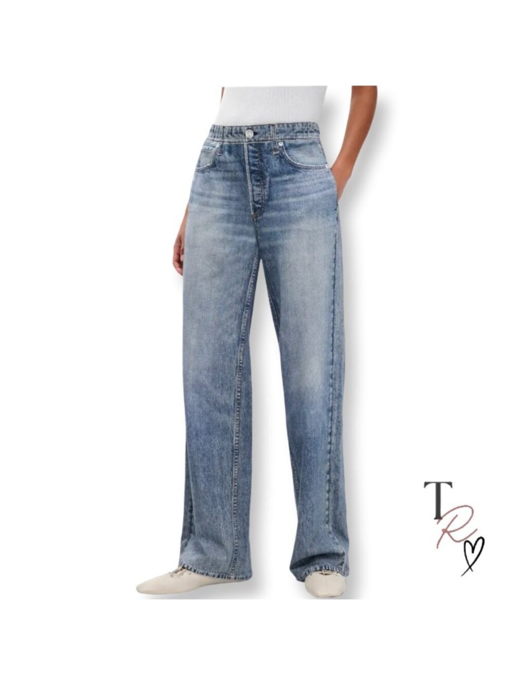 rag & bone Miramar Straight Leg Pull On Jeans Sweatpants Blue Size Small
